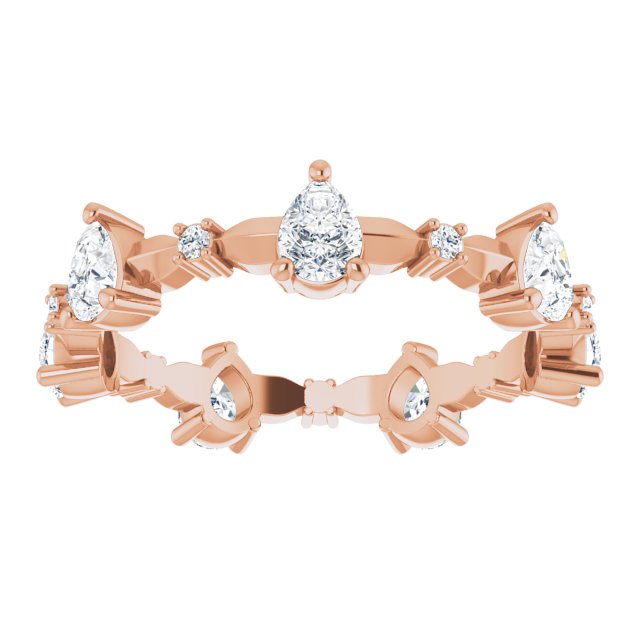 1.54 Carat Pear Diamond Eternity Band Stackable Ring - Elegant Wedding, Anniversary & Stackable Jewelry for Women