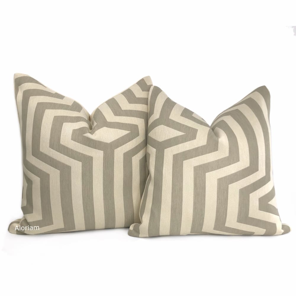 Stylish Cochran Stone Beige Taupe Geometric Pillow Cover - Premium Decorative Throw Pillow Case for Sofa, Bed & Home Decor (Fabric by the Yard Option Available)