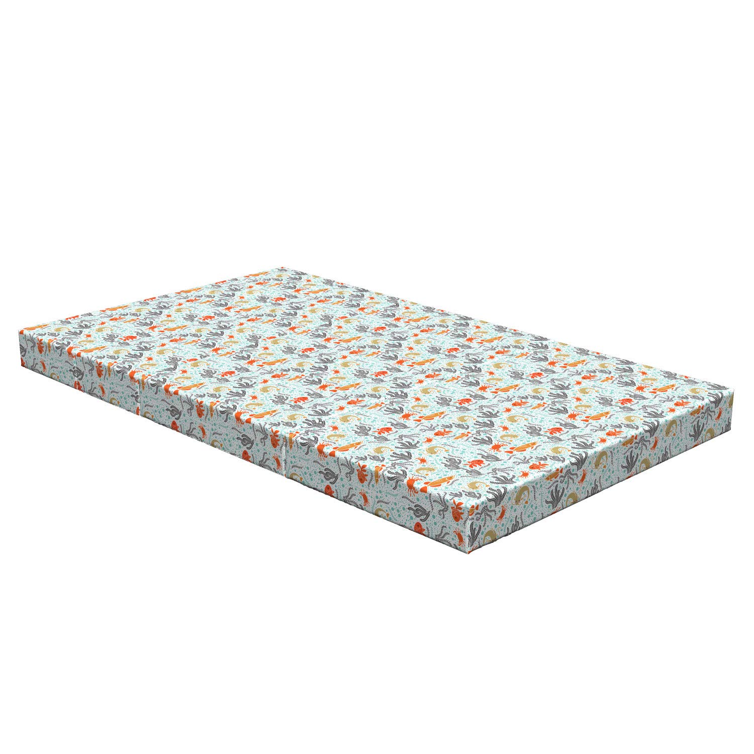 Ambesonne Marine Foldable Mattress - Ocean Bubbles and Reef Design, 78.7