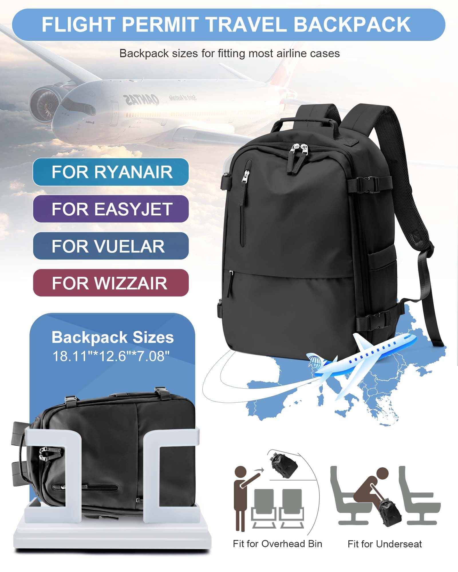 Lightweight Travel Backpack for Women & Men - TSA Approved Carry On Backpack with USB Charger, Water Resistant Daypack for Hiking, Business & Airplane Use - Perfect for Commuting, College & Weekend Getaways