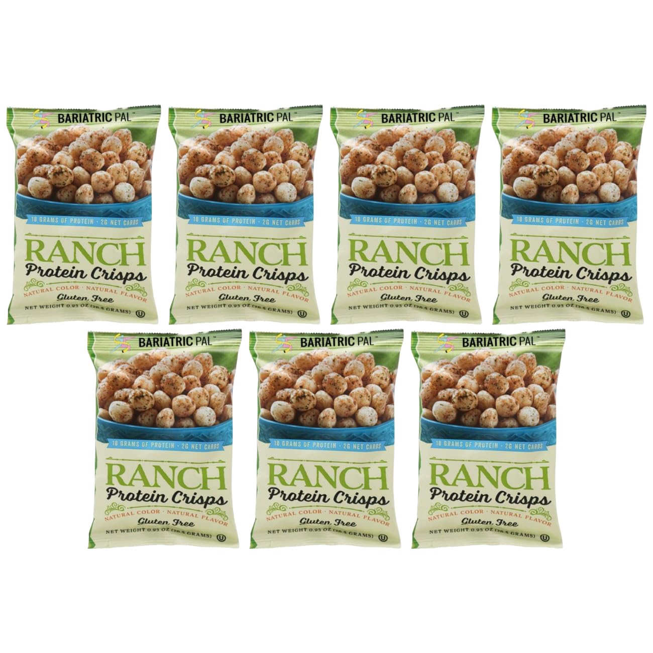 BariatricPal Protein Crisps - Ranch Flavor, High Protein Low Carb Snack (7 Bags) | Perfect for Weight Loss, Keto Diet & Post-Bariatric Surgery Recovery