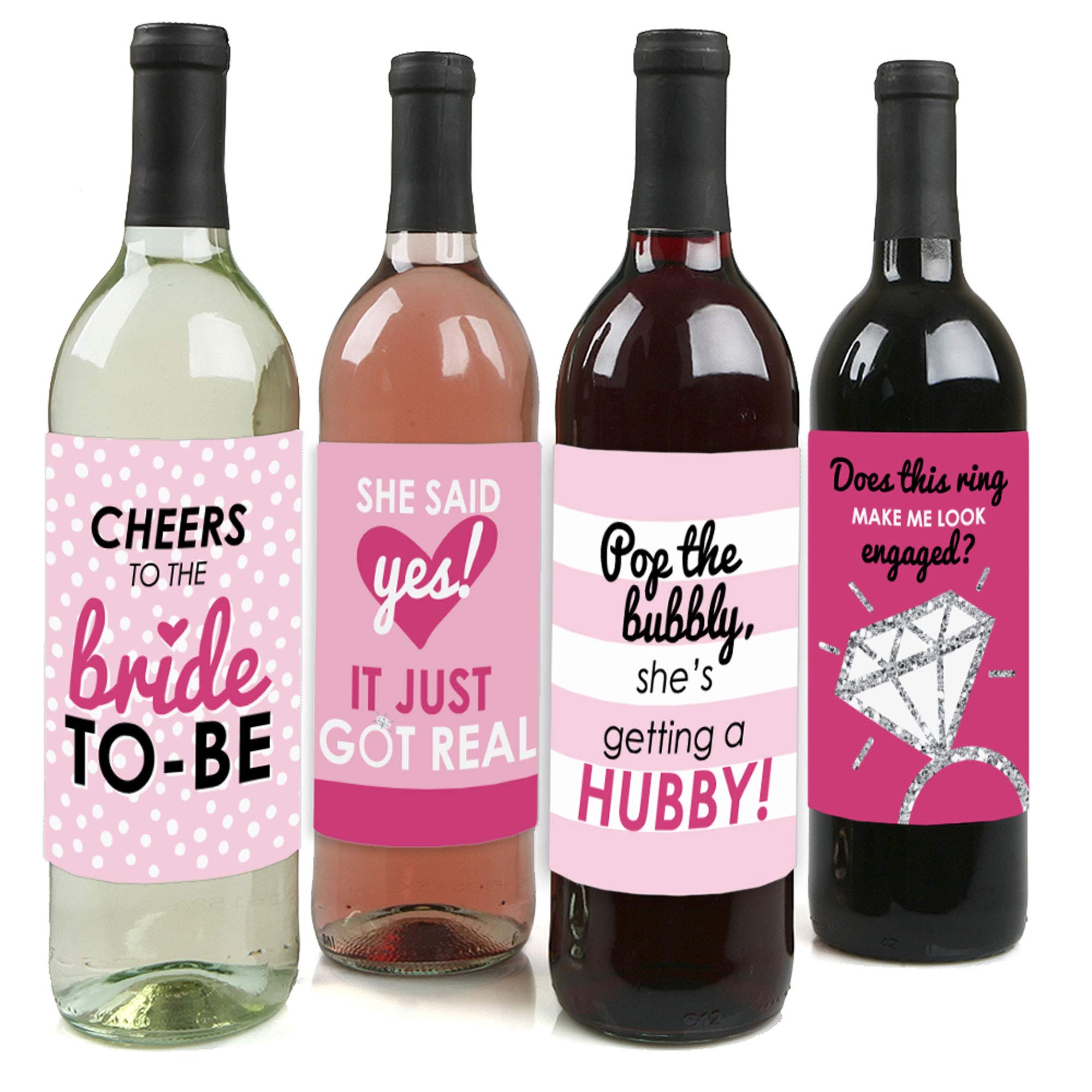Elegant Bride-to-Be Wine Bottle Label Stickers - Set of 4 for Bridal Shower & Bachelorette Party Decorations - Perfect for Wedding Celebrations, Girls' Night Out & Special Occasions
