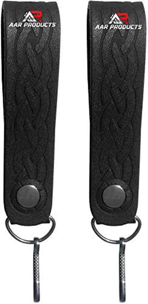 Premium AAR Pair of Sporran Suspenders - Genuine Leather Celtic Embossed Design with Heavy Duty Hooks | Perfect for Scottish Kilts, Highland Dress, and Traditional Celtic Events