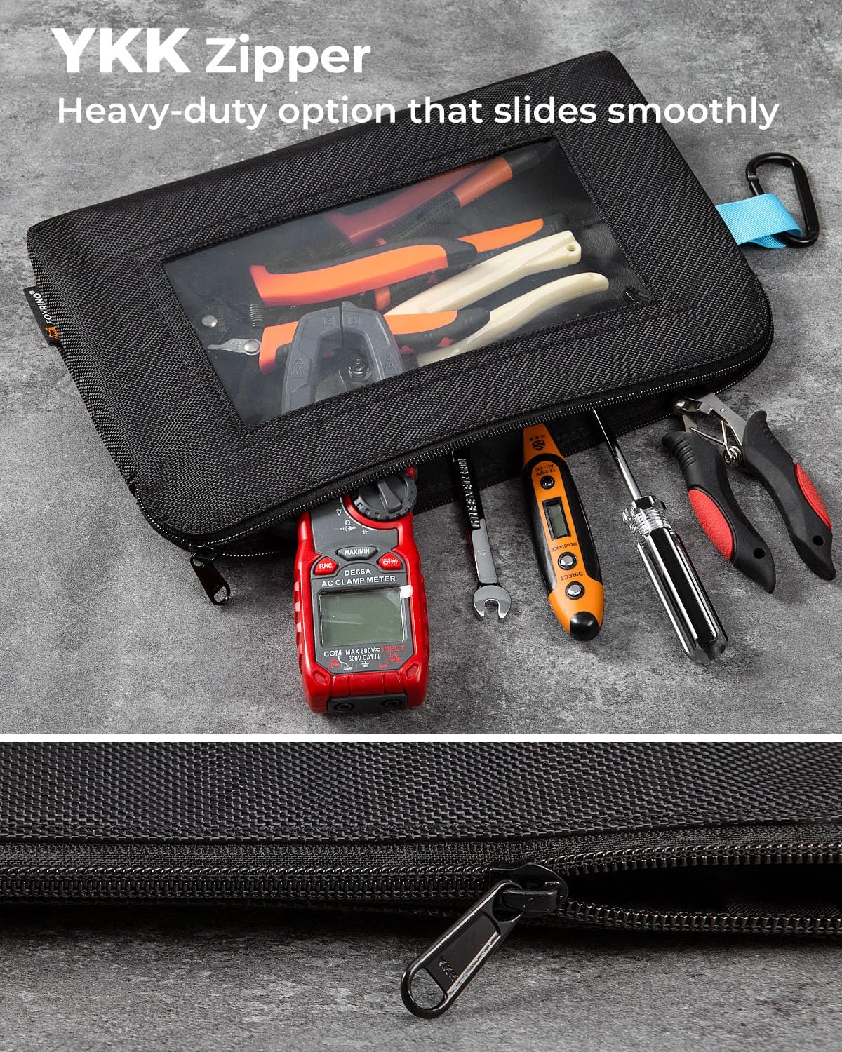 3 Pack Heavy Duty Clear Tool Pouches with Zipper - Small Durable Storage Bags with Clear Window for Tools, Gadgets, Cosmetics, Stationery & Travel Accessories - Perfect for DIY, Home Organization, Camping & Work Essentials