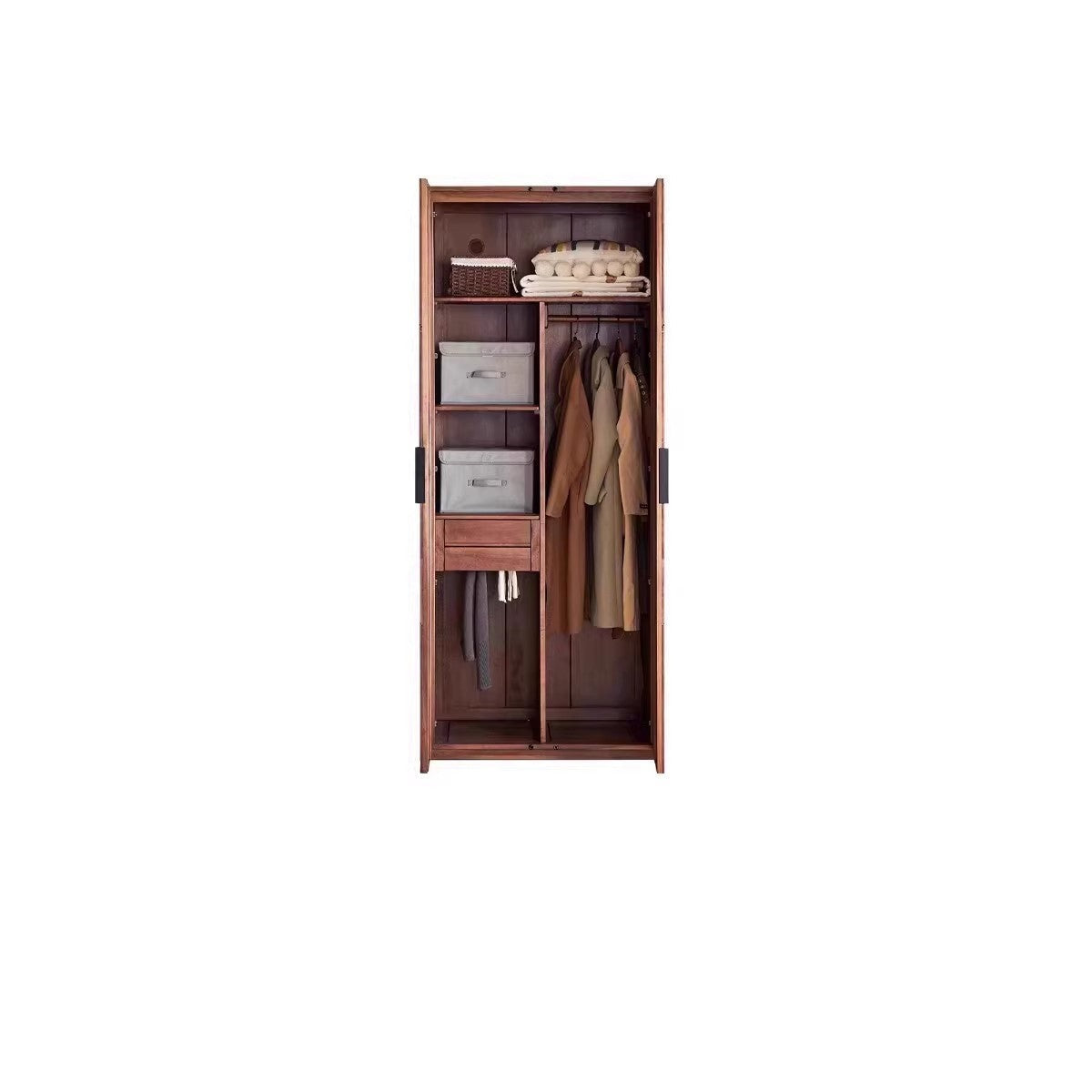 Premium Black Walnut Solid Wood Wardrobe Closet - Spacious Storage for Bedroom, Walk-In Closet & Guest Room Organization