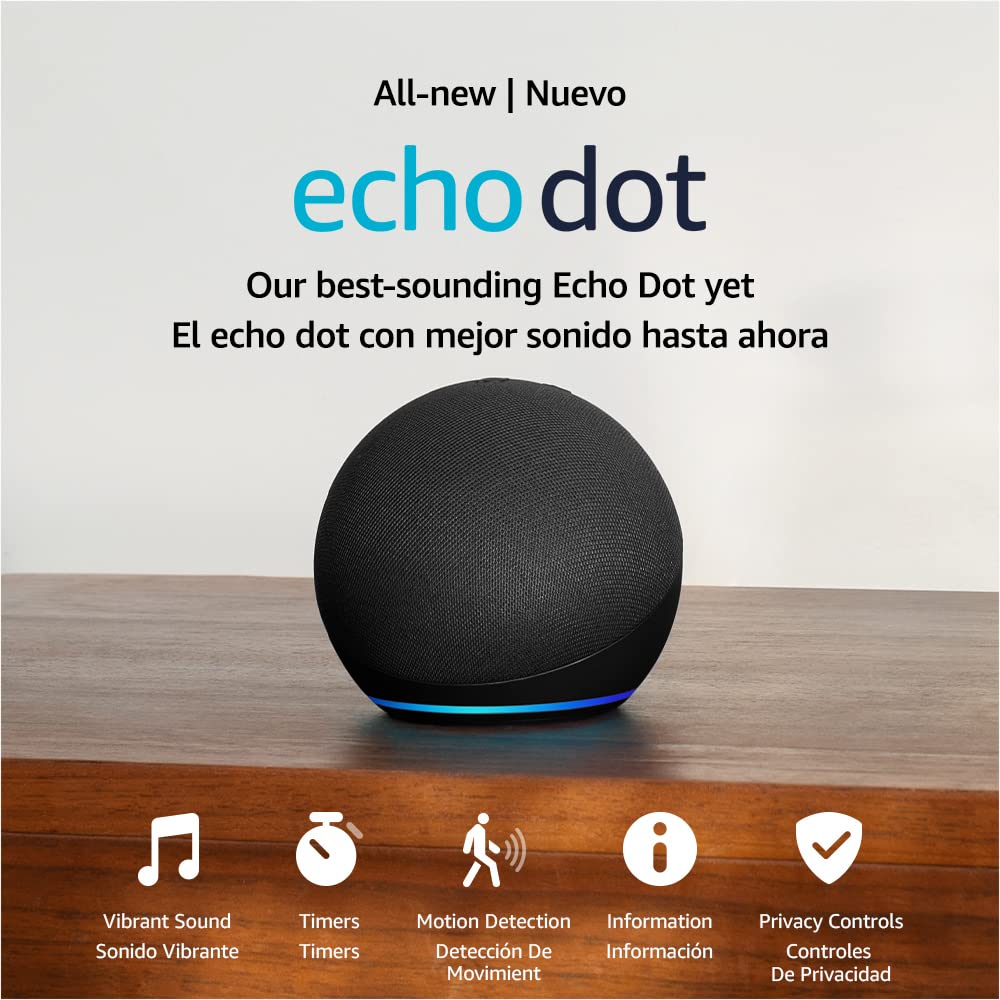 Echo Dot (4th Gen) with Amazon Basics Smart Color Bulb - Smart Speaker & LED Bulb Bundle for Home Automation, Voice Control & Mood Lighting