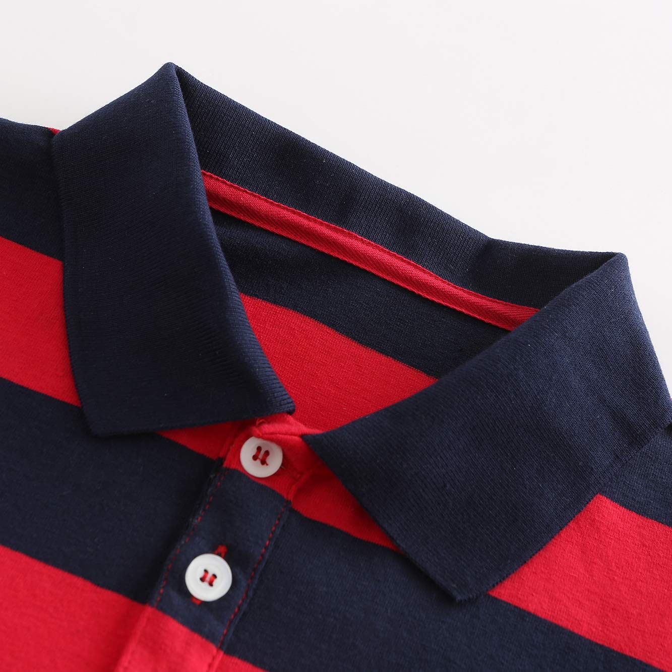 HowJoJo Boys Cotton Long Sleeve Striped Polo Shirts - Casual School Wear & Playtime Outfits for Kids