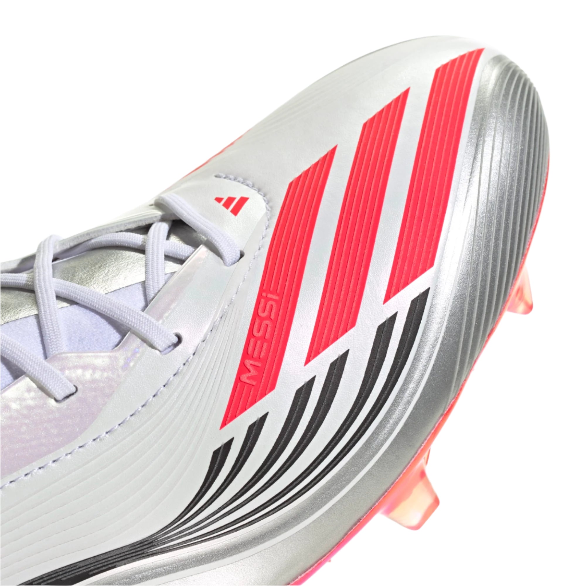 Adidas F50 Messi Elite FG Soccer Cleats for Men - White/Lucid Red/Silver Metallic - Lightweight Football Shoes for Artificial Grass - Perfect for Training & Matches