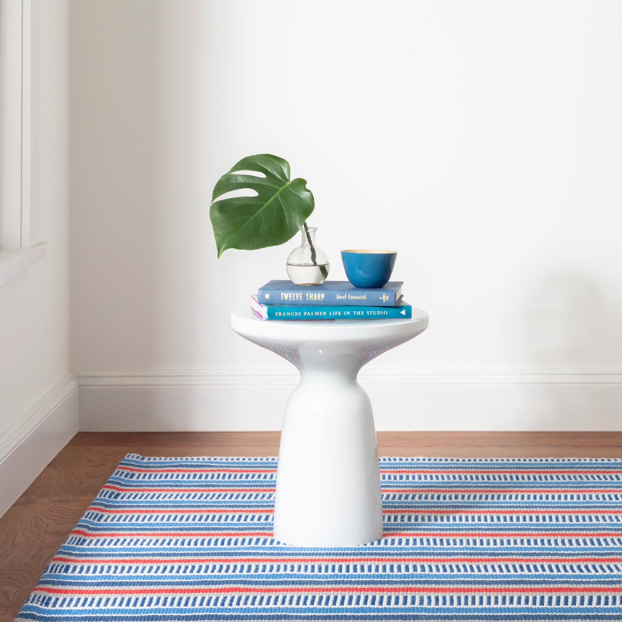 Always Greener Handwoven Indoor/Outdoor Rug - Blue & Red Stripes | Eco-Friendly Natural Fiber Area Rug for Living Room, Patio & Bedroom Decor