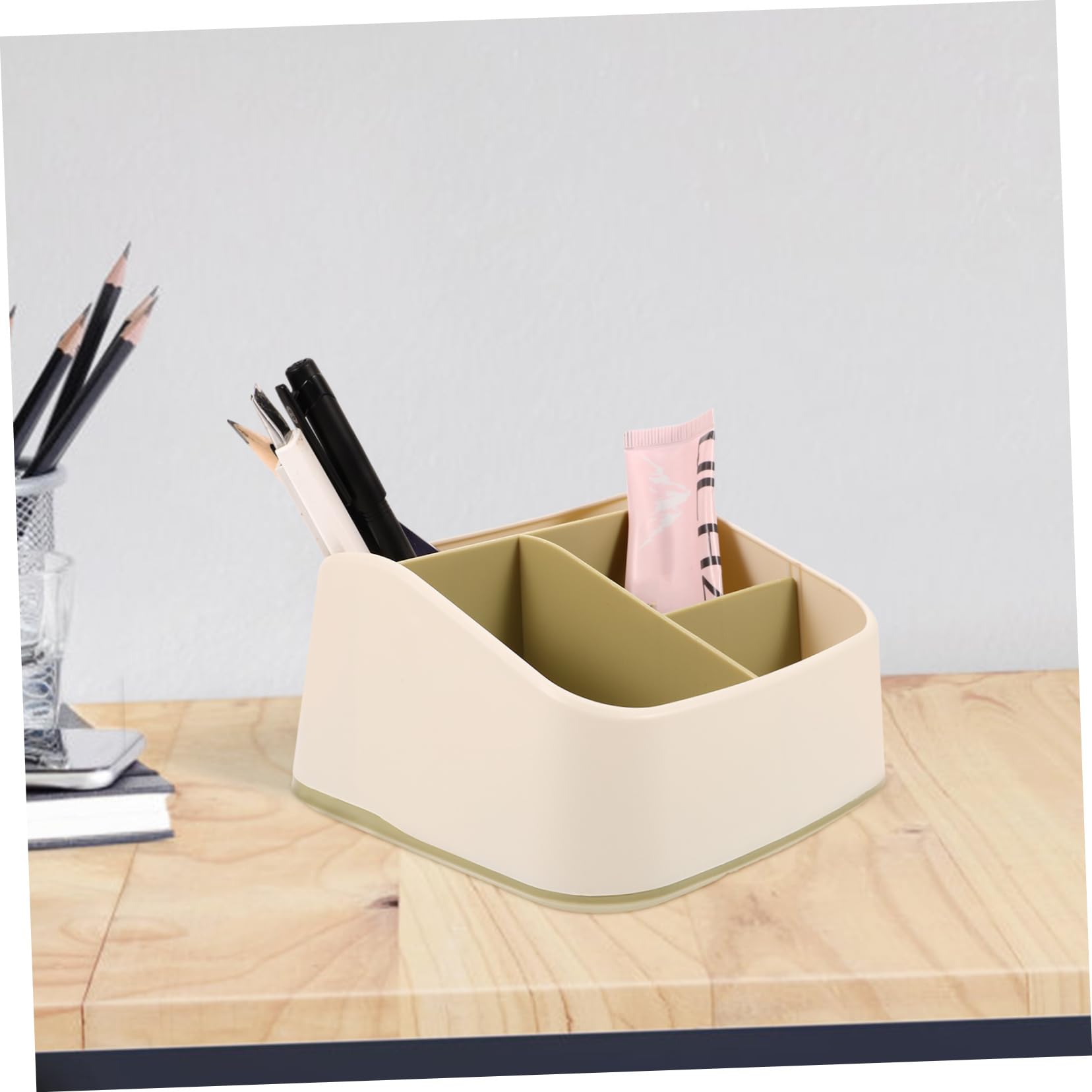 Gadpiparty Green Desktop Storage Box with Drawer - Vanity Organizer Tray, Desk Organizer for Office & Home, Remote Control Holder, Pencil Cup, PP Household Storage Solution | Perfect for Workspace, Bedroom, and Living Room Organization