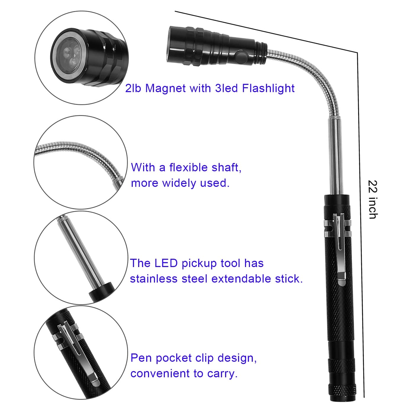 Telescopic Magnetic Pickup Tool Set - 10LB Magnet Pickup (30