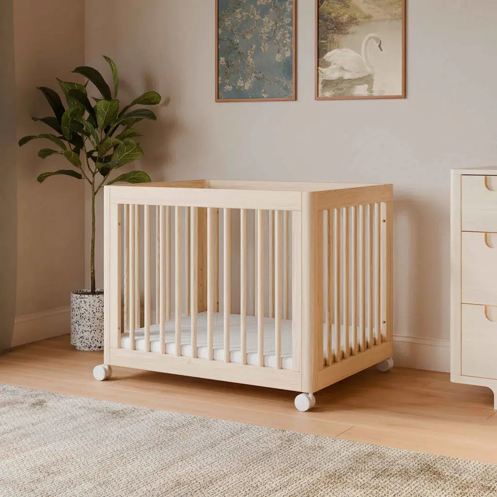 Babyletto Yuzu 8-in-1 Convertible Crib in Washed Natural - Modern Nursery Furniture for Newborn to Toddler Bed | Perfect for Small Spaces & Gender-Neutral Nursery Decor