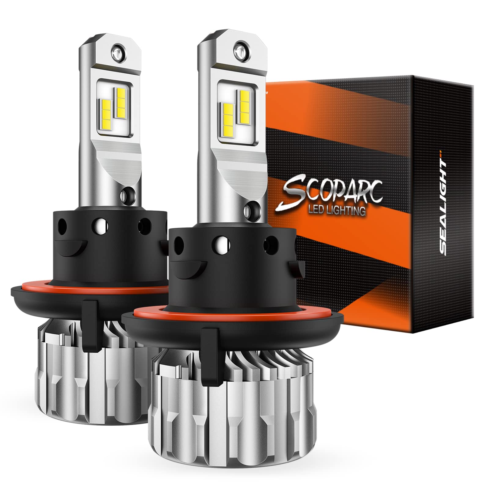 SEALIGHT H13 9008 LED Headlight Bulbs - 6500K Cool White, 60,000+ Hours Lifespan, 15,000RPM Turbo Fan Cooling - Plug & Play Hi/Lo Beam Combo - Perfect for Fog Lights Replacement (Pack of 2) - Upgrade Your Night Driving Safety & Visibility