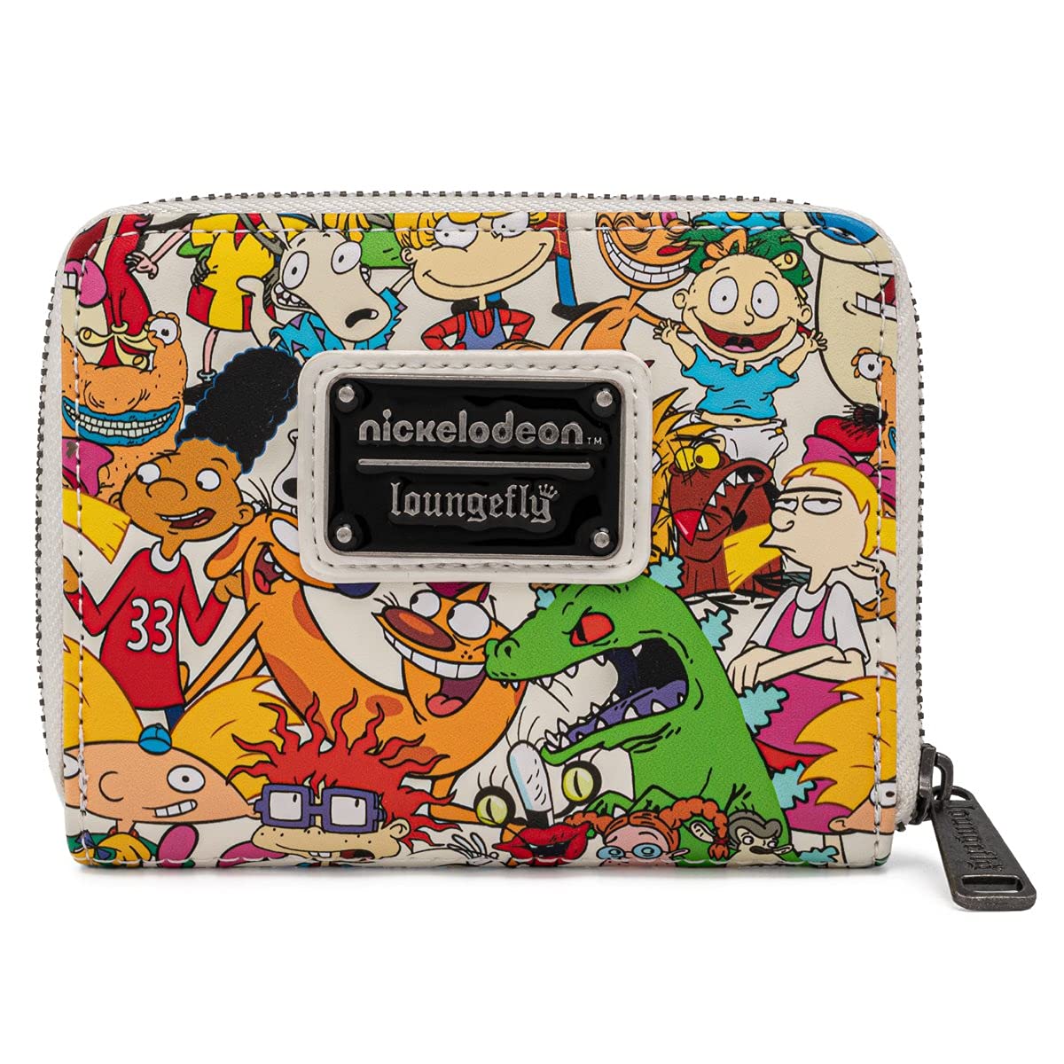 Loungefly Nickelodeon Nick Rewind Gang Zip Around Wallet - Retro Cartoon Character Wallet for Collectors & Fans - Perfect for Theme Parks, Conventions & Everyday Use