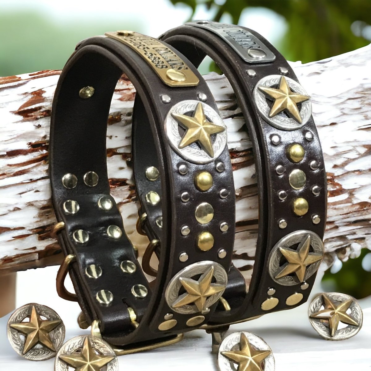 Custom Engraved Leather Dog Collar for Pets - Personalized Name & Phone Number - Durable & Adjustable - Perfect for Daily Walks, Training & Gifts (Nashville Style)