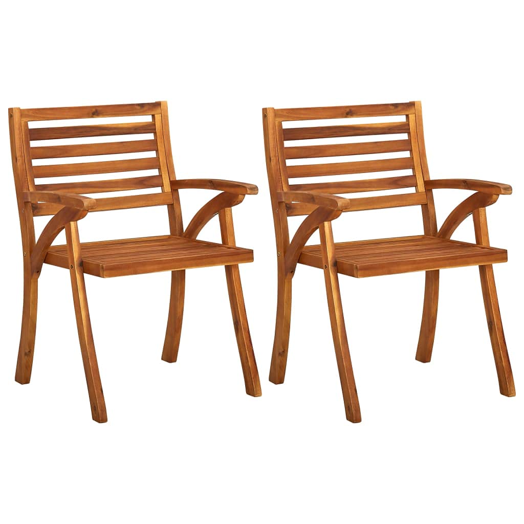 2pcs Solid Acacia Wood Patio Chairs - Outdoor Dining & Lounge Chairs for Garden, Balcony, Lawn - Weather-Resistant Patio Furniture Set for Indoor/Outdoor Use - Perfect for Backyard BBQs, Poolside Relaxation & Alfresco Dining