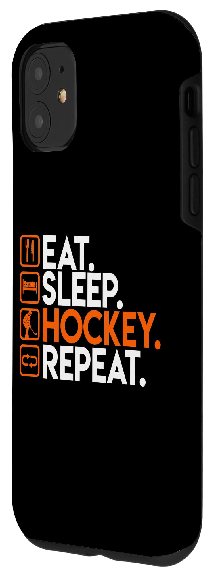 iPhone 11 Case - Hockey Player Gift - Eat Sleep Hockey Repeat Design - Durable Protective Phone Cover for Ice Skaters & Sports Lovers - Perfect for Hockey Games, Ice Skating & Daily Use