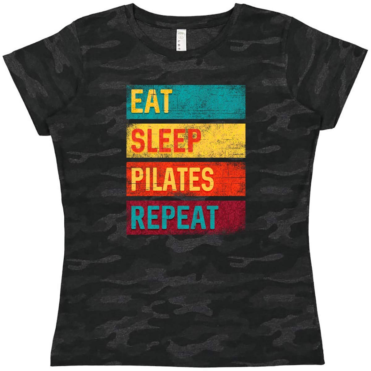 Fitness Eat Sleep Pilates Repeat Women's T-Shirt - Soft Cotton Workout Tee for Yoga & Gym - Perfect for Pilates Classes & Active Lifestyle