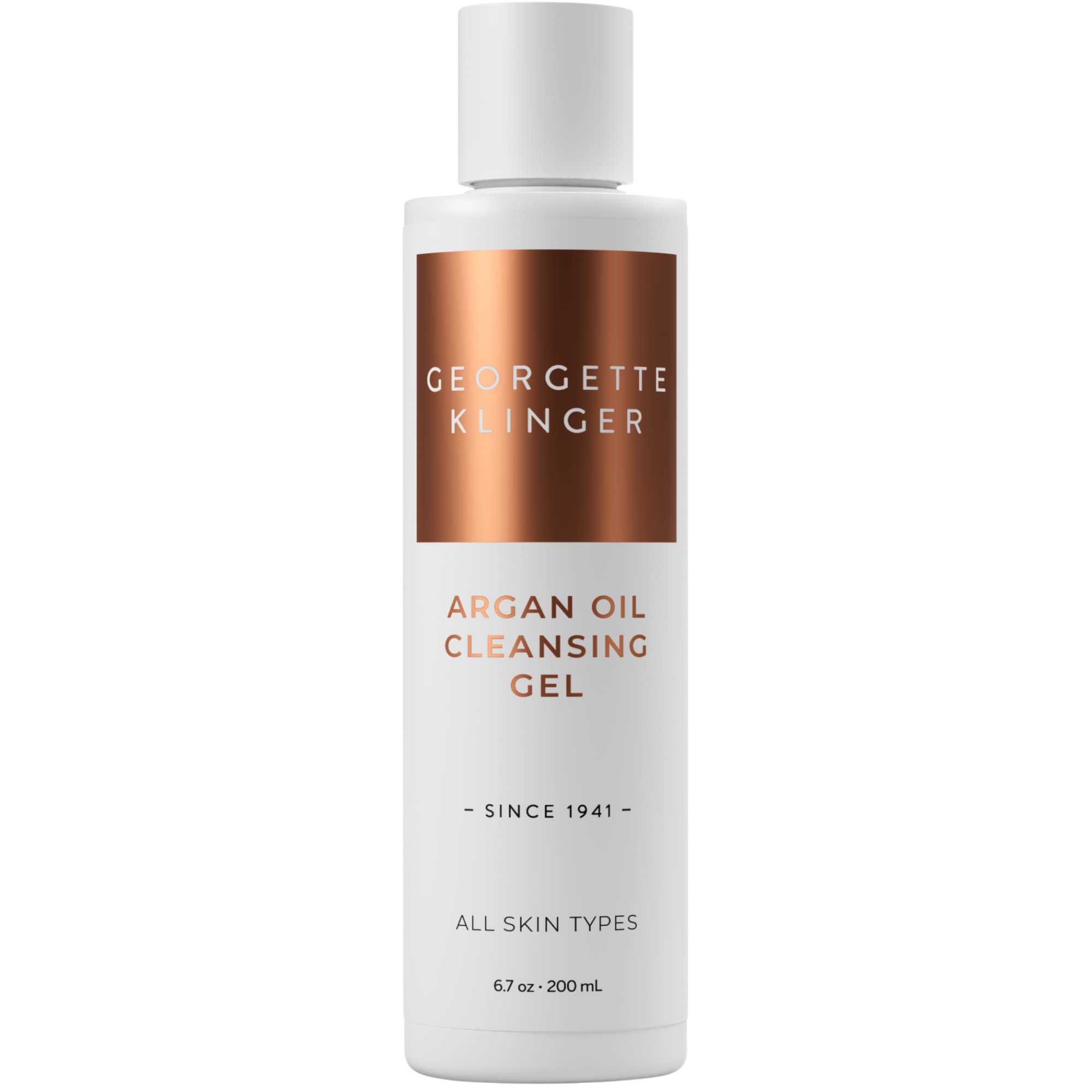 Georgette Klinger Argan Oil Cleansing Gel - Nourishing & Moisturizing Face Wash with Antioxidant-Rich Argan, Olive & Bergamot Oils - Deeply Cleanses Dirt, Makeup & Excess Oil - 6.7 oz - Perfect for Daily Skincare Routine & Makeup Removal