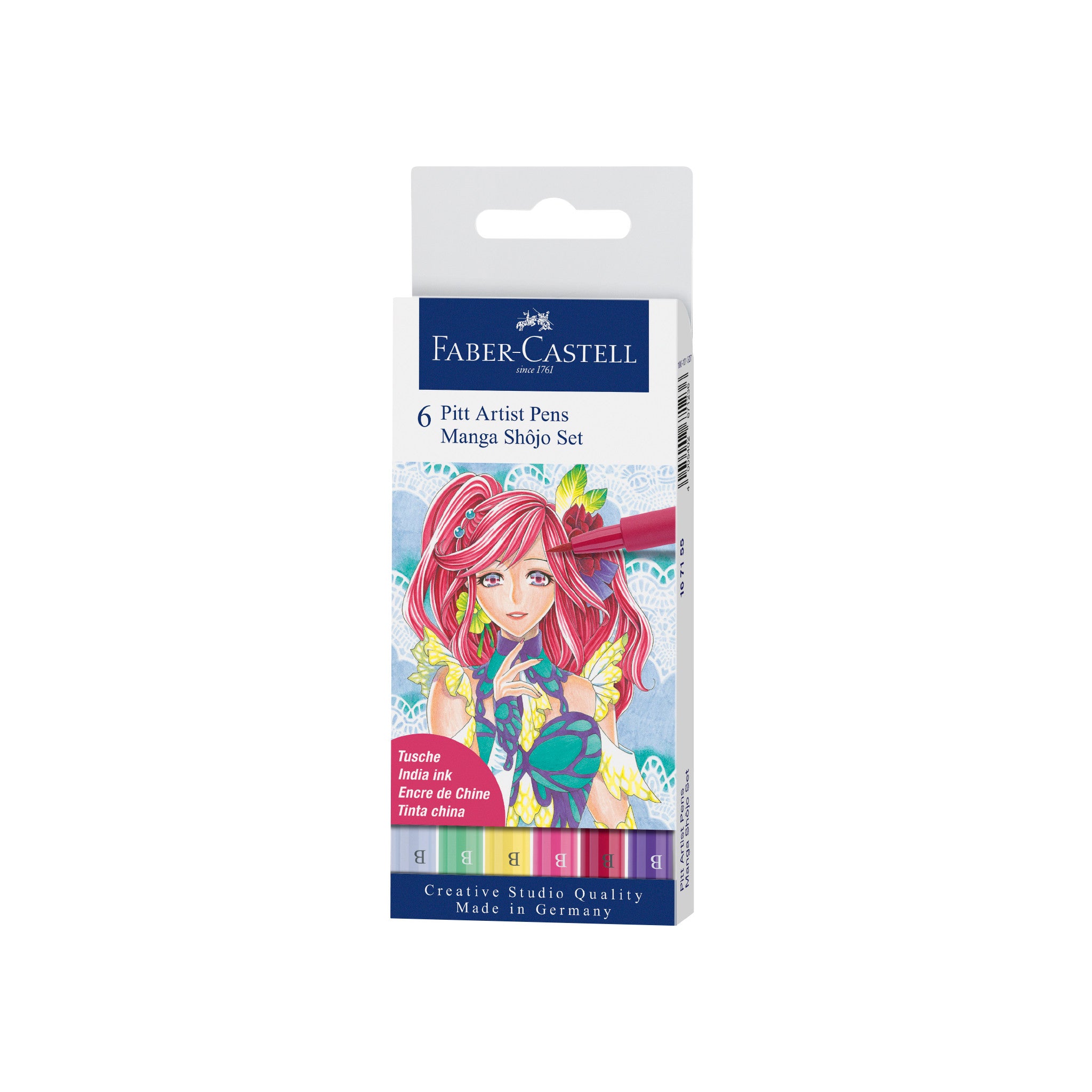 Pitt Artist Pen Manga Shojo Set - Wallet of 6 Fineliner Pens (167155) for Anime Drawing, Manga Art & Illustration - Perfect for Artists, Sketching & Comic Book Creation