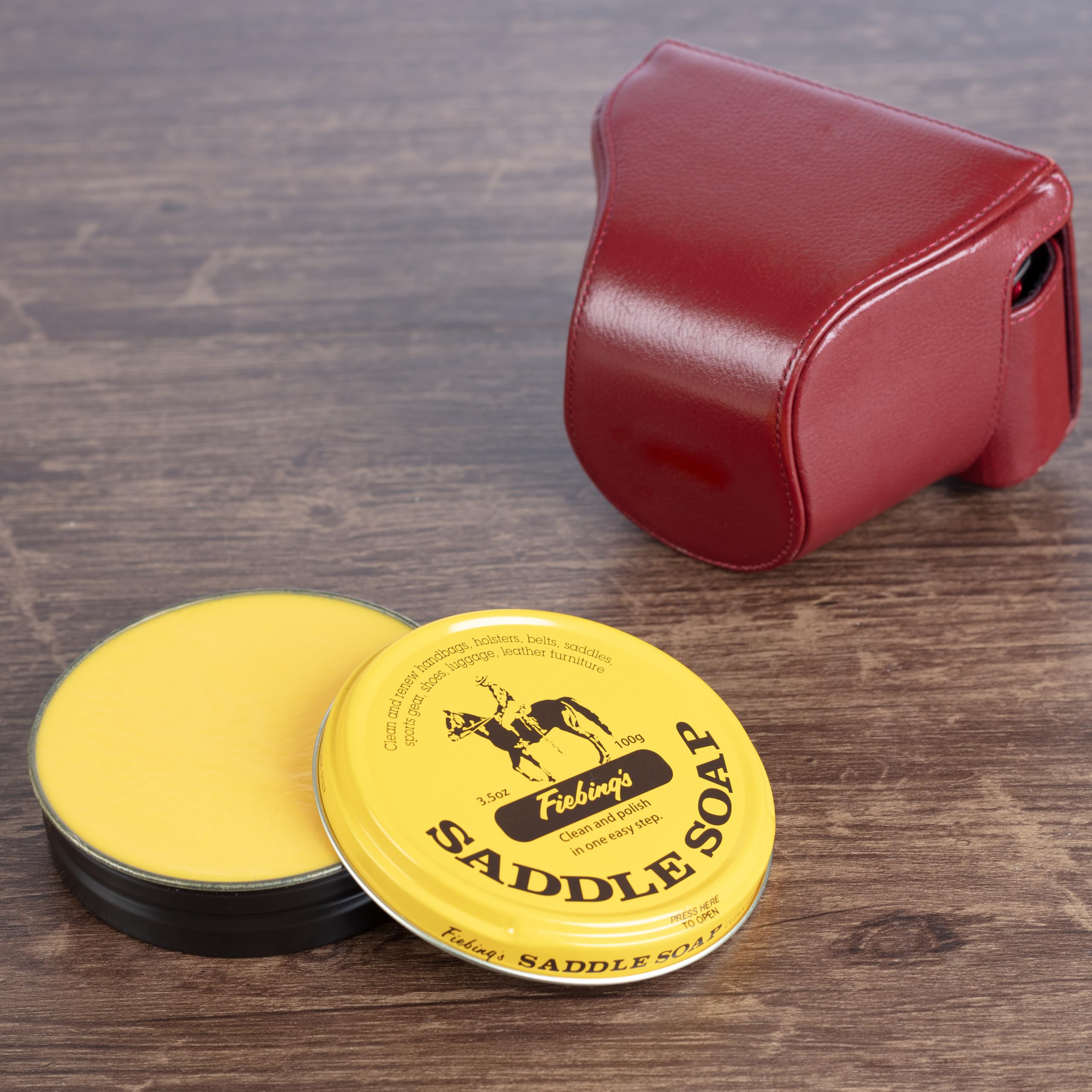 Fiebing's Yellow Saddle Soap (2 Pack, 3.5 oz Each) - Leather Cleaner & Conditioner to Soften, Protect & Restore - Ideal for Leathercraft, Car Seats, Couches, Shoes, Purses, Boots & Bags - Perfect for Leather Maintenance & Restoration Projects