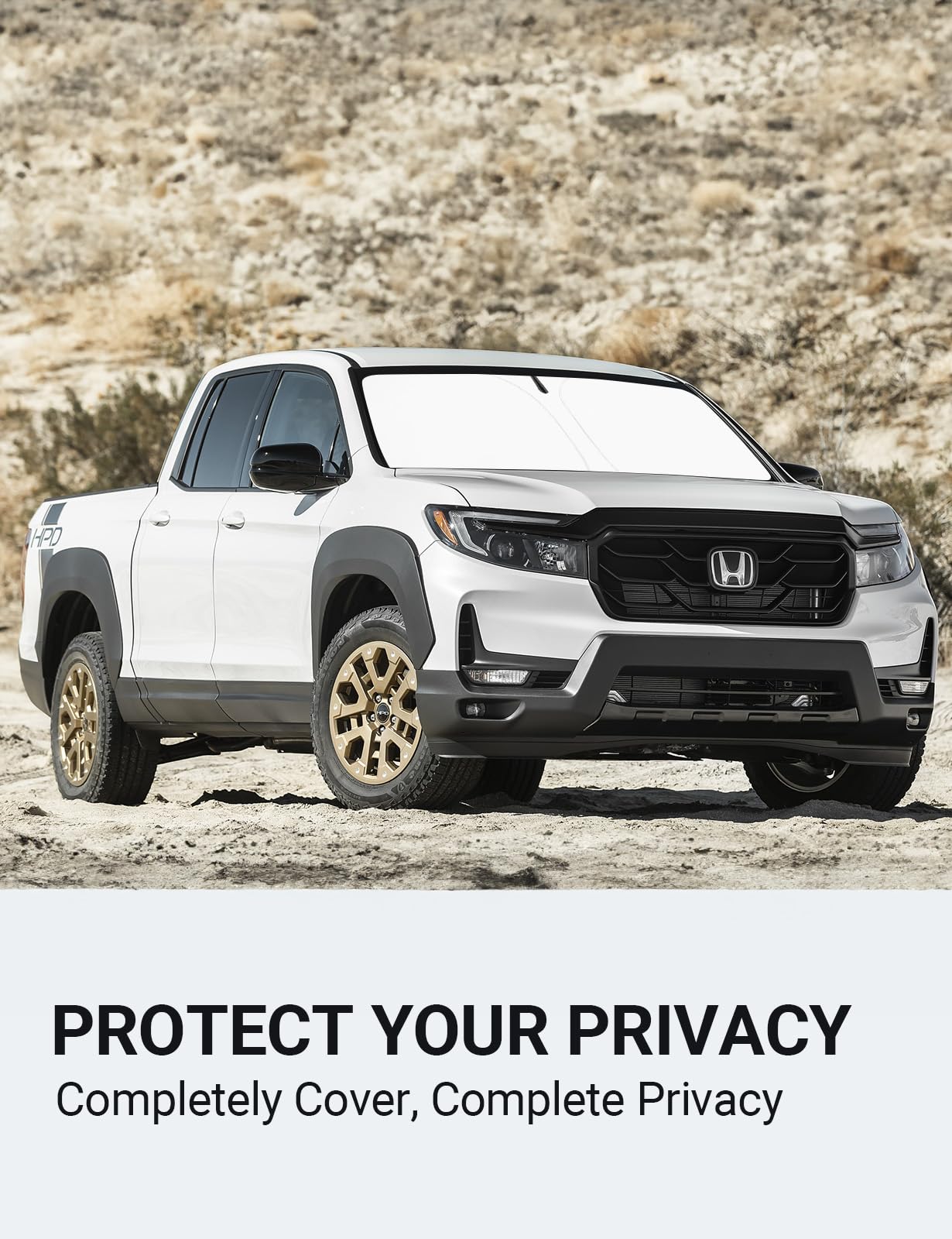 Proadsy Foldable Front Windshield Sun Shade Protector - Custom Fit for 2017-2025 Honda Ridgeline Crew Cab | UV Protection & Heat Shield | Perfect for Summer Parking & Road Trips
