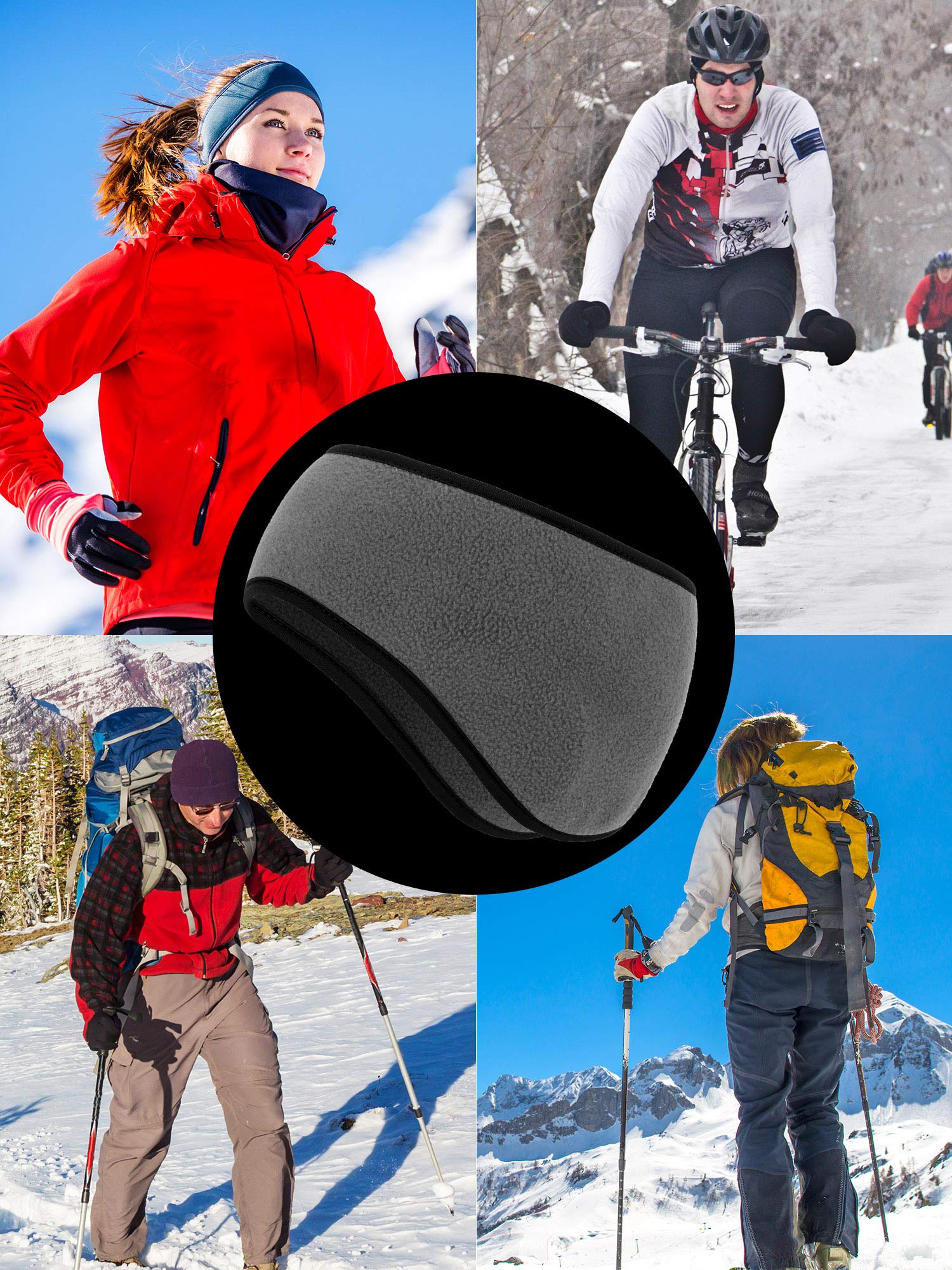 Boao 2 Pack Fleece Ear Warmers Headbands for Women & Men - Soft Winter Ear Muffs for Cold Weather - Perfect for Skiing, Running, and Outdoor Activities