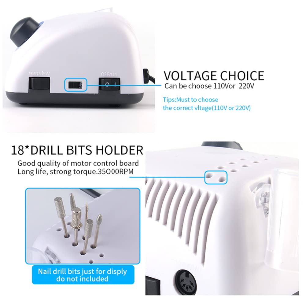 Professional 40000RPM Electric Nail Drill Machine - Adjustable Speed Manicure Pedicure Tool with 3/32