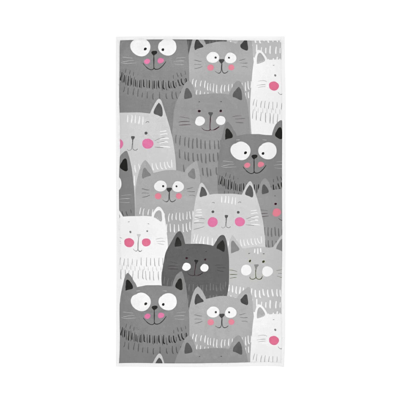 Premium Cat Print Hand Towel - Ultra Soft Bath Towel for Bathroom, Hotel, Gym & Spa - 30x15 Inch Absorbent Cotton Towel - Cute Kitty Design for Home Decor & Gift Giving