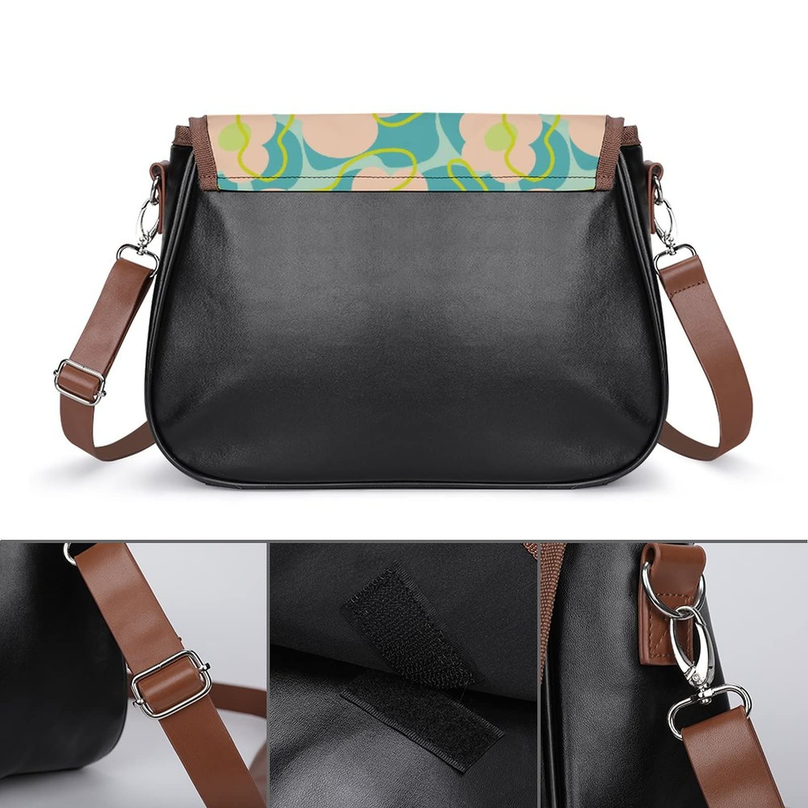 Women's Fashion Crossbody Shoulder Bag - Classic Leather Satchel Hobo Purse with Abstract Pink Floral Design | Perfect for Work, Travel & Everyday Use