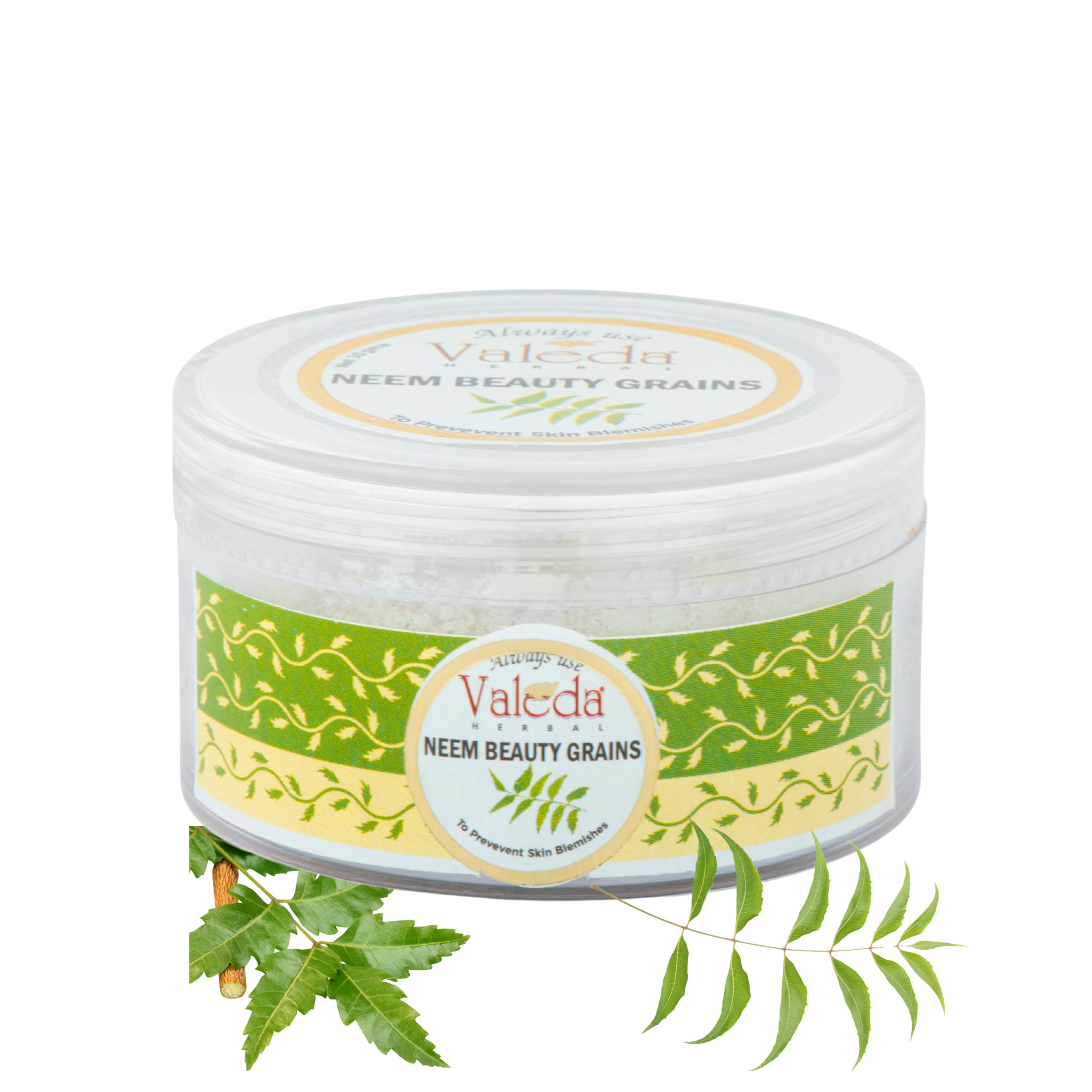 Valeda Neem Beauty Grains with Yeast & Enzymes - Exfoliating Scrub for Post-Acne Scars & Dead Skin Cell Removal - Brightening Facial Treatment for Glowing Skin - Perfect for Daily Skincare & Acne-Prone Skin