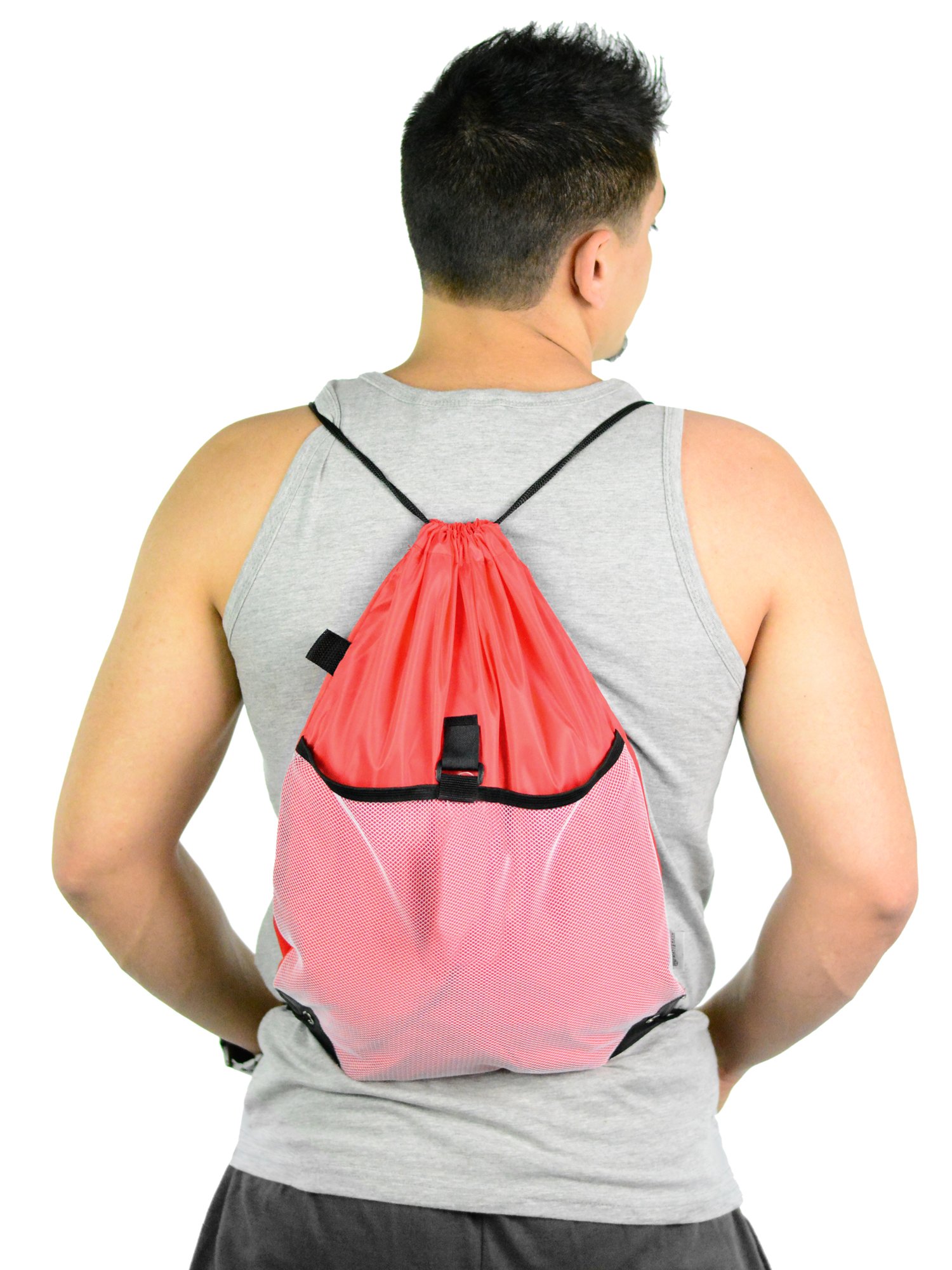 **Wholesale Drawstring Cinch Backpack with Mesh Pocket - Lightweight & Durable for Gym, Travel, School & Outdoor Activities**