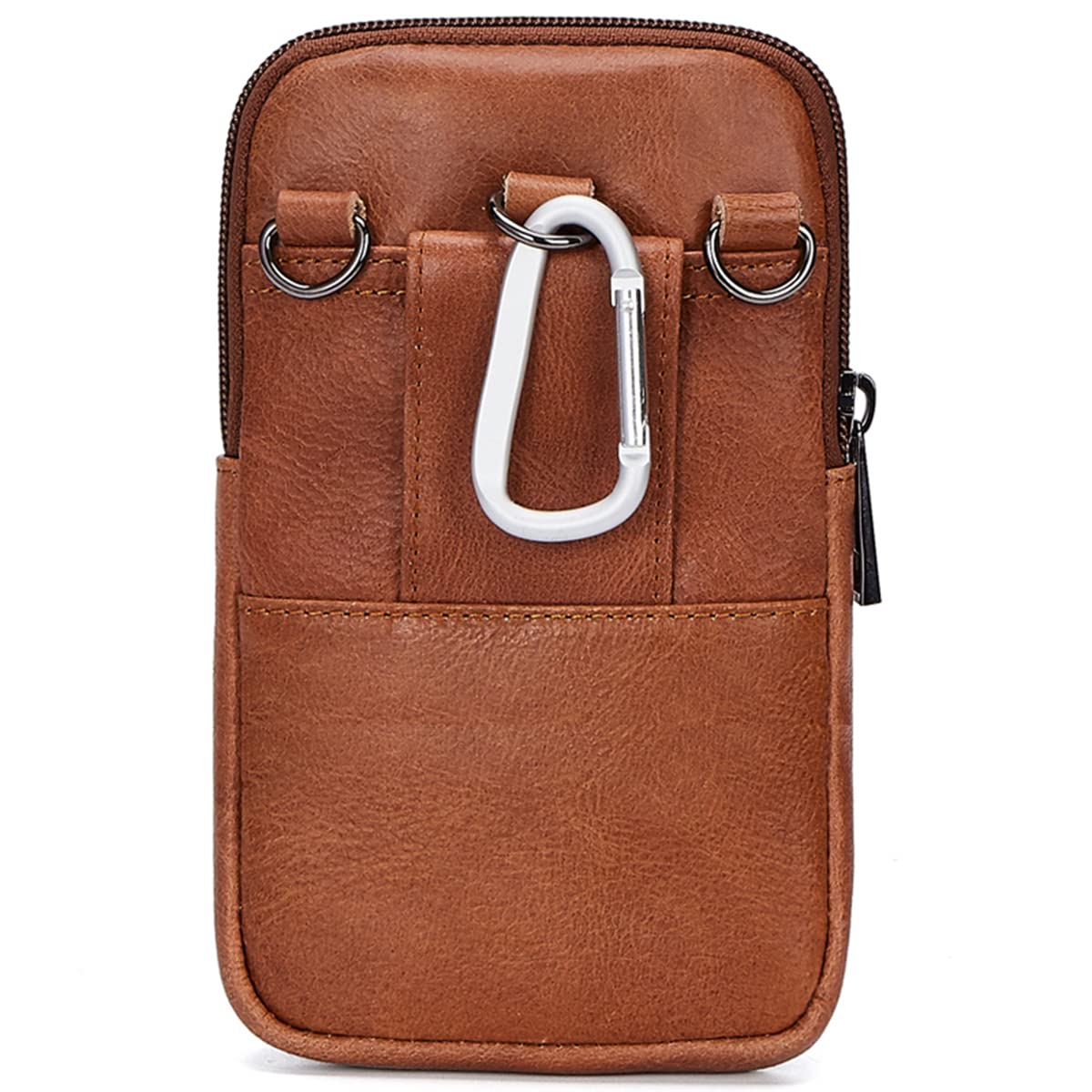 VIIGER Genuine Leather Magnetic Phone Holster - Compatible with iPhone 16 Pro Max/15 Pro Max & Samsung S24 Ultra - Belt Clip Pouch with Adjustable Loop for Crossbody, Shoulder Bag or Purse - Women's Brown Leather Cell Phone Case for Work, Travel & Outdoor Activities