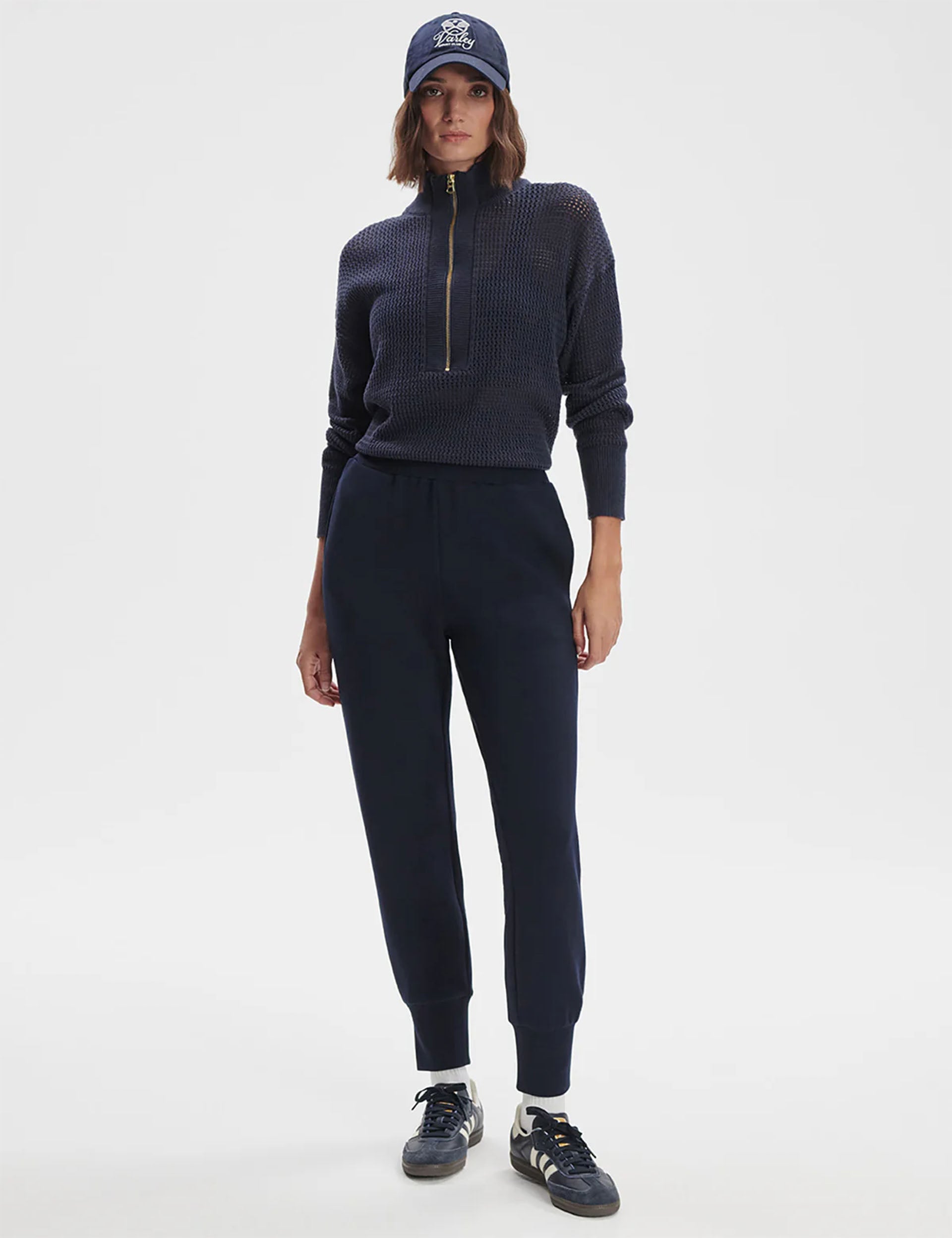 Slim Fit Cuff Pants for Women - 27.5 Inch Inseam in Navy Blue | Comfortable Casual & Work Office Trousers