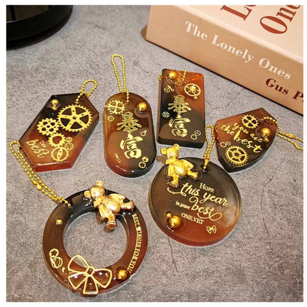 2PCS/Set Shiny Gold Transparent Resin Stickers for Jewelry Making, DIY Crafts, Silicone Mold Decoration - Resin Supplies Kit with Wishes Craft Stickers - Perfect for DIY Gifts, Scrapbooking, and Home Decor Projects