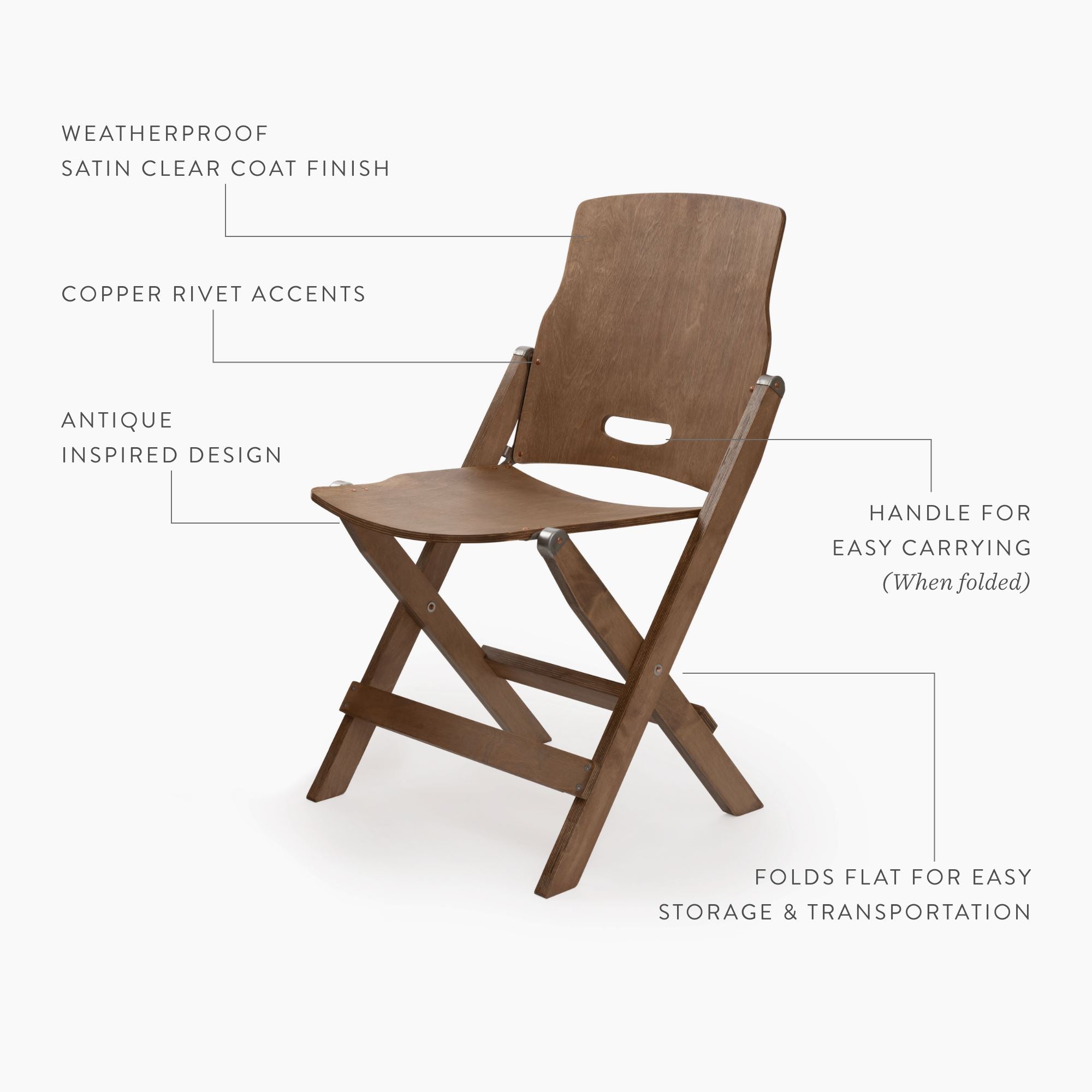 Premium Ridgetop Wood Folding Chair - Lightweight, Portable & Sturdy for Outdoor, Camping, Picnics & Home Use