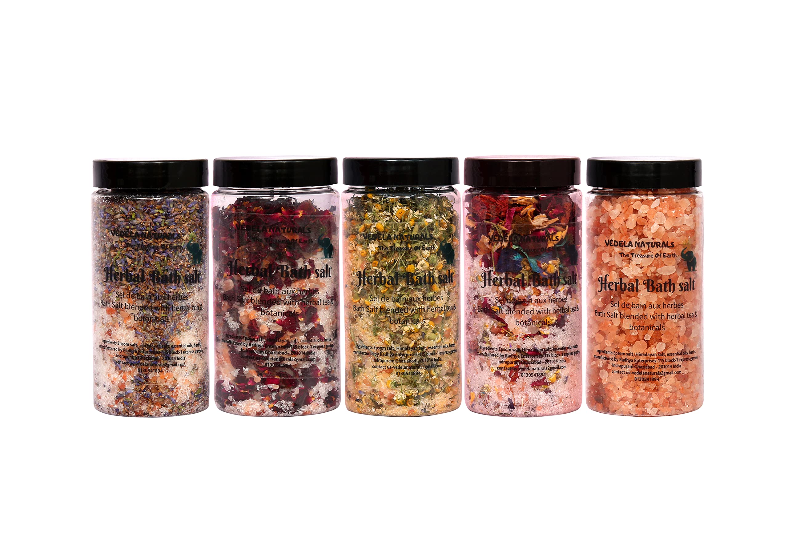 VÉDELA Naturals Lavender Bath Salt - 300g Handmade Herbal Bath Soak with Botanicals & Tea | Relaxing Aromatherapy for Stress Relief & Better Sleep | Perfect for Spa Nights & Self-Care Rituals
