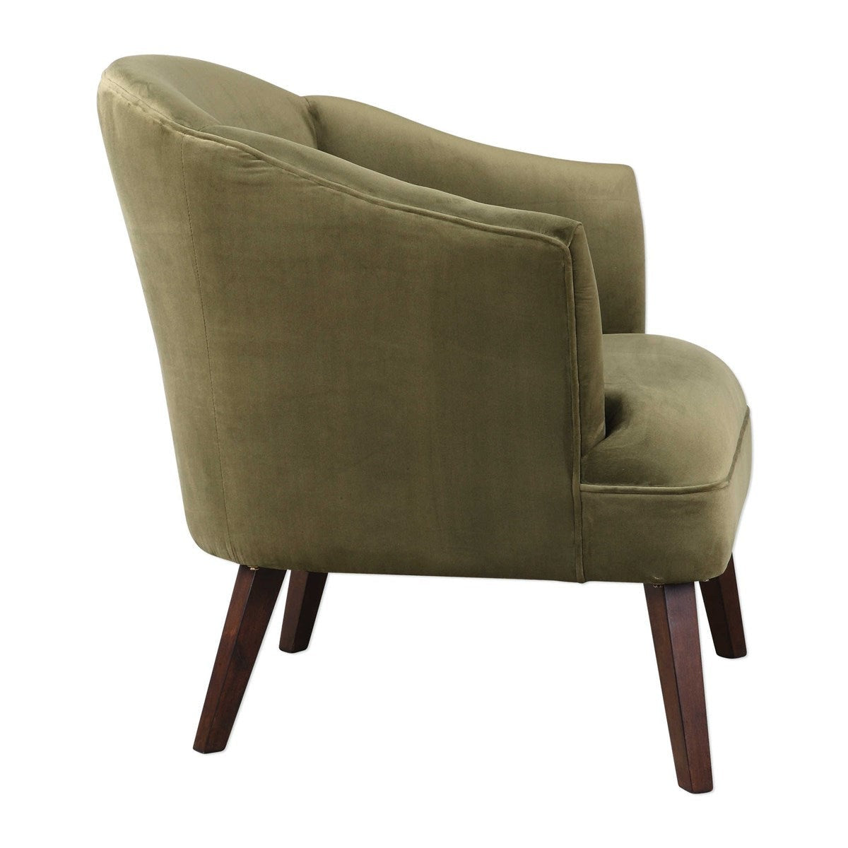 Conroy Accent Chair in Olive Velvet - Modern Velvet Upholstered Armchair for Living Room, Bedroom & Office - Comfortable Lounge Chair with Sturdy Wooden Legs