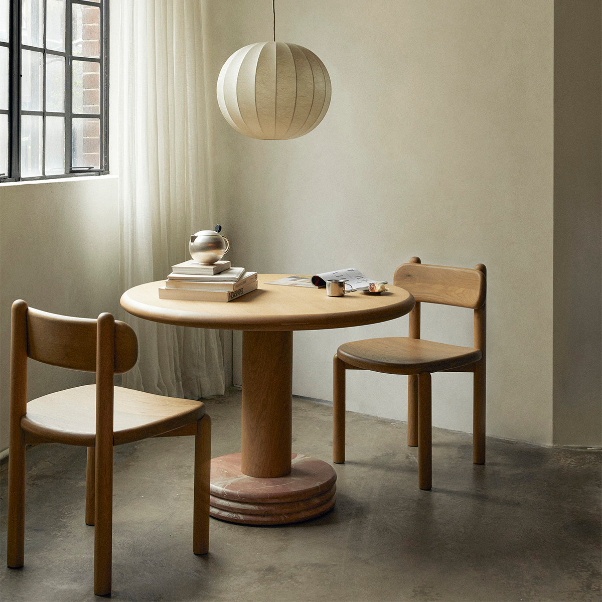 Premium Oak & Marble Rosso Bistro Dining Table - 105cm Round Table for Small Spaces, Patio, Cafe & Home Decor | Durable & Stylish Kitchen Furniture
