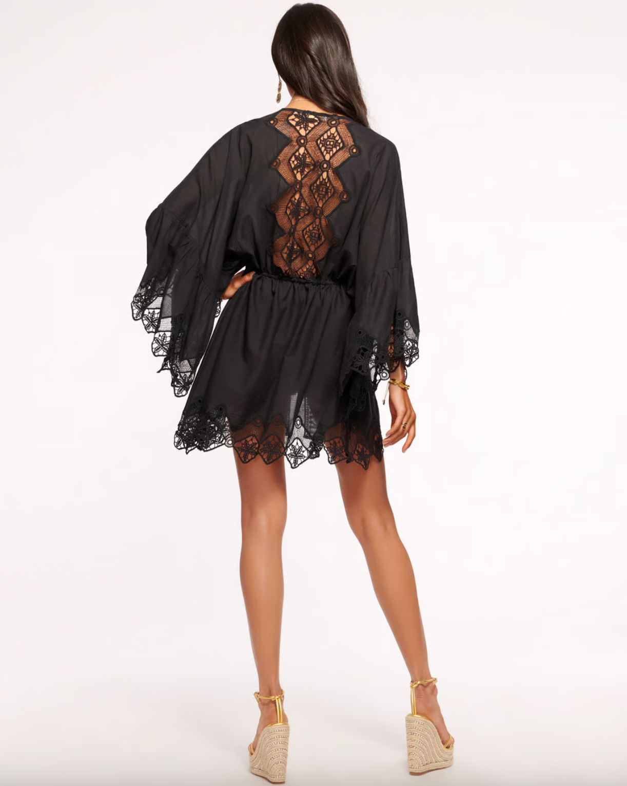 April Lace Coverup Mini Dress - Black | Sexy Beach Dress for Women | Perfect for Pool Parties, Vacations & Summer Outings