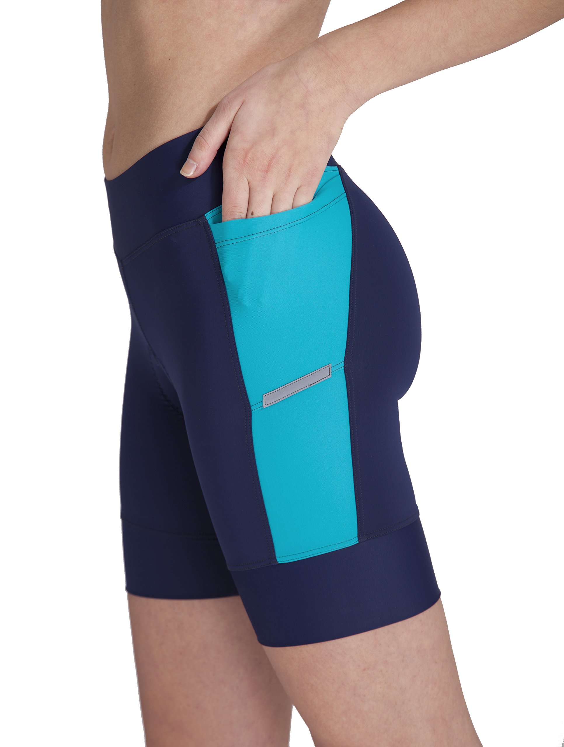 Women's Triathlon Shorts - Soft Padded Quick-Dry Chamois with Side Pockets - Swim Bike Run Competition & Training Gear - Made in USA - Perfect for Triathlons, Cycling & Outdoor Workouts