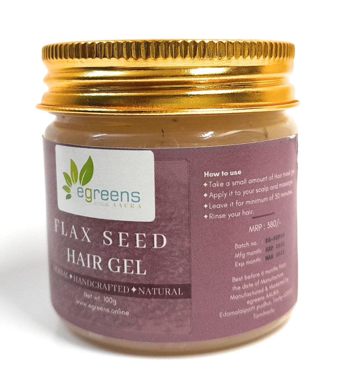 E-GREENS AAURA Flaxseed Hair Gel for Hair Growth & Frizz Control - Infused with Keratin, Rice Protein & Rosemary Oil - Natural Styling Gel for Men & Women (100g) - Perfect for Curly, Wavy & Straight Hair Styling at Home or Salon