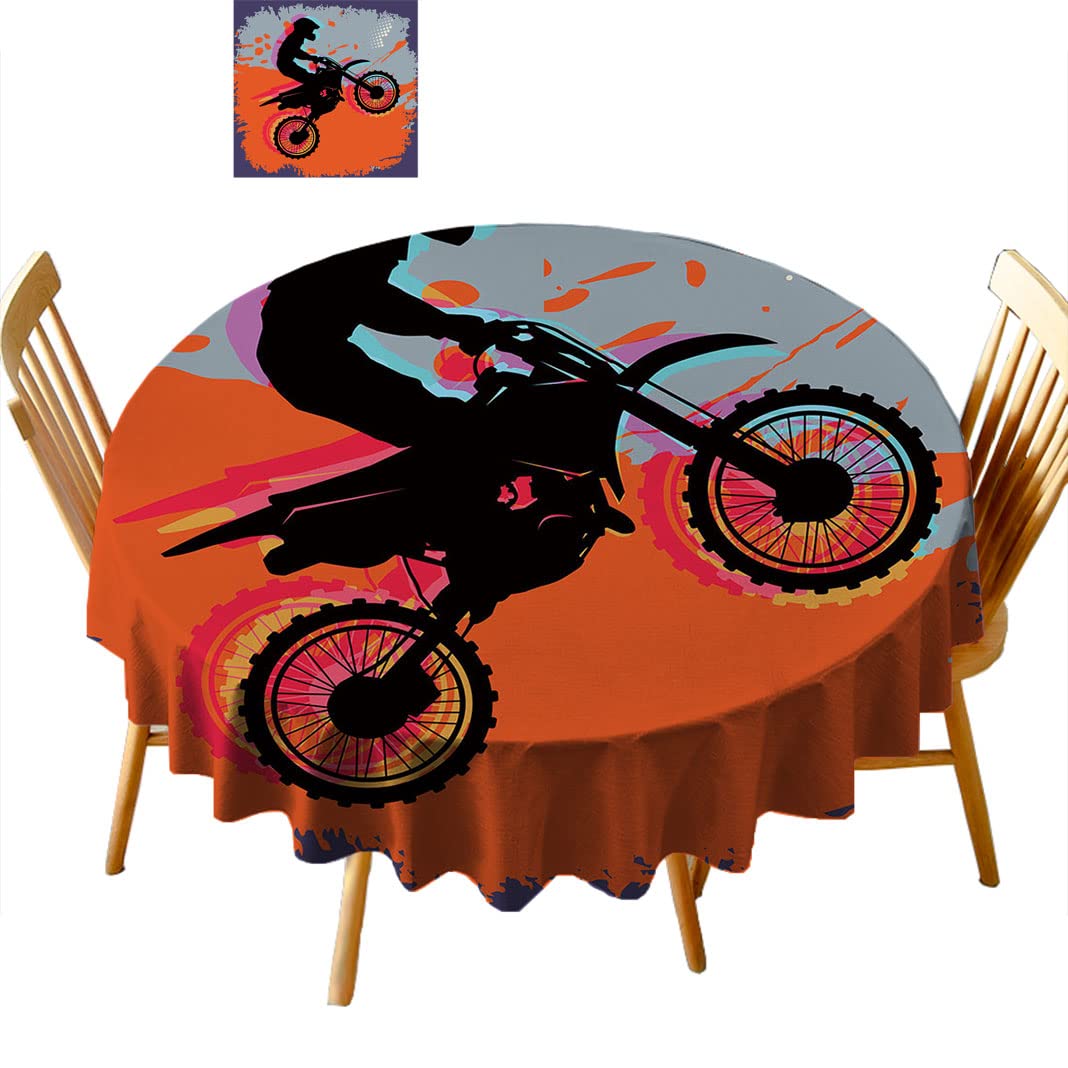 Round Tablecloth 54 Inch - Premium Fabric Dining Table Cover for Home & Restaurants - Washable & Wrinkle-Resistant - Perfect for Parties, Weddings & Everyday Use (B40OL)