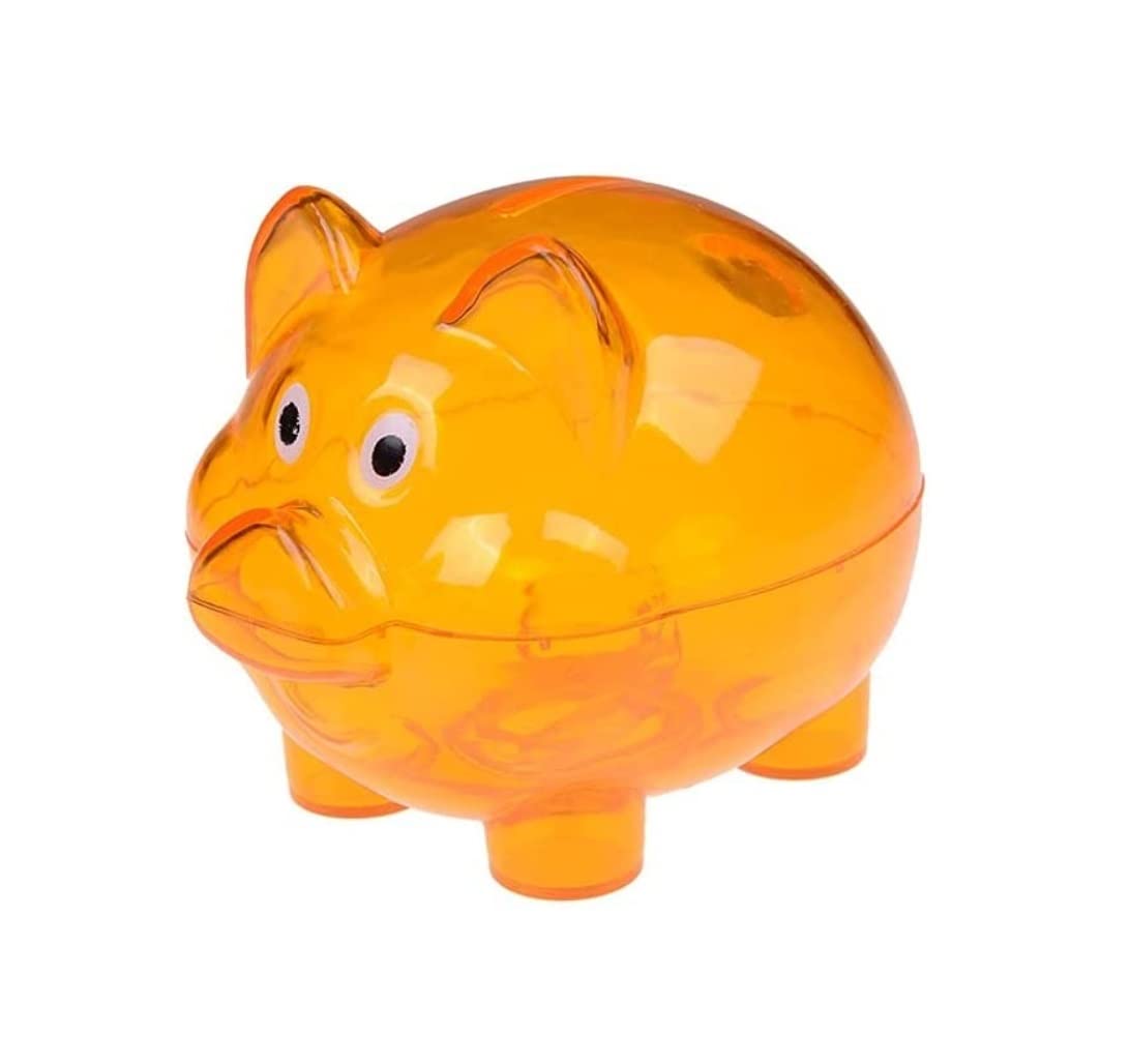 WLABS Transparent Piggy Bank - Cartoon Pig Shaped Money Saving Box for Kids & Adults, 4 Colors (Orange, 10x7x8cm) - Perfect for Birthday Gifts, Allowance Savings, and Financial Education