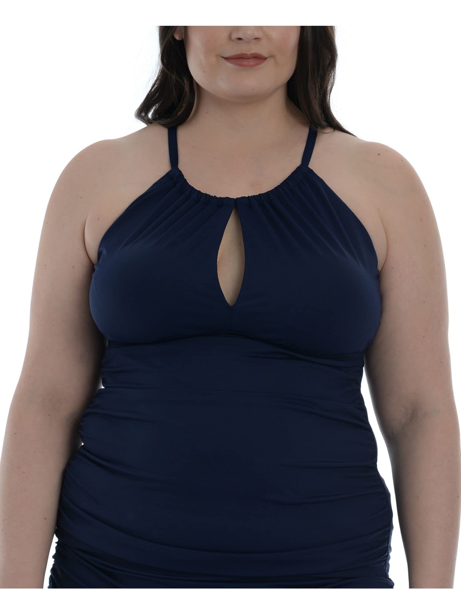 La Blanca Women's Island Goddess High Neck Keyhole Tankini Swimsuit Top - Sexy Swimwear for Beach Vacation & Pool Party