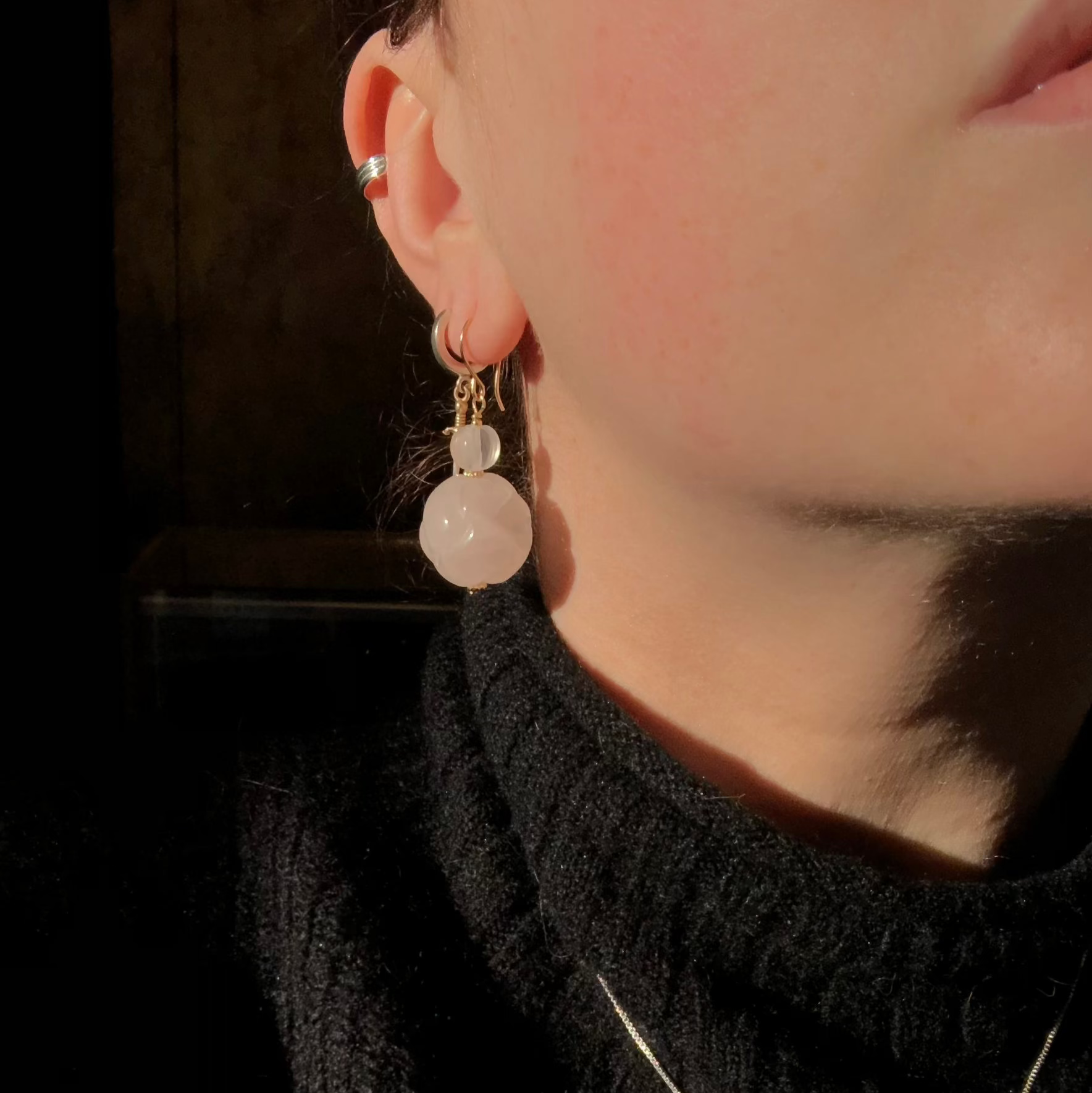 Antique Chinese Hand Carved Jade Earrings - Vintage Asian Jewelry for Women - Perfect for Weddings, Parties & Cultural Events