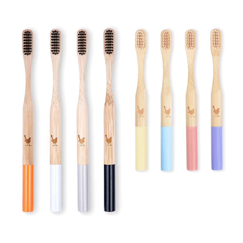 Eco-Friendly Bamboo Toothbrush Set - 4 Adult & 4 Kids Soft Bristle Toothbrushes, BPA Free Natural Bamboo Toothbrushes for Family Oral Care | Perfect for Home, Travel & Sustainable Lifestyle