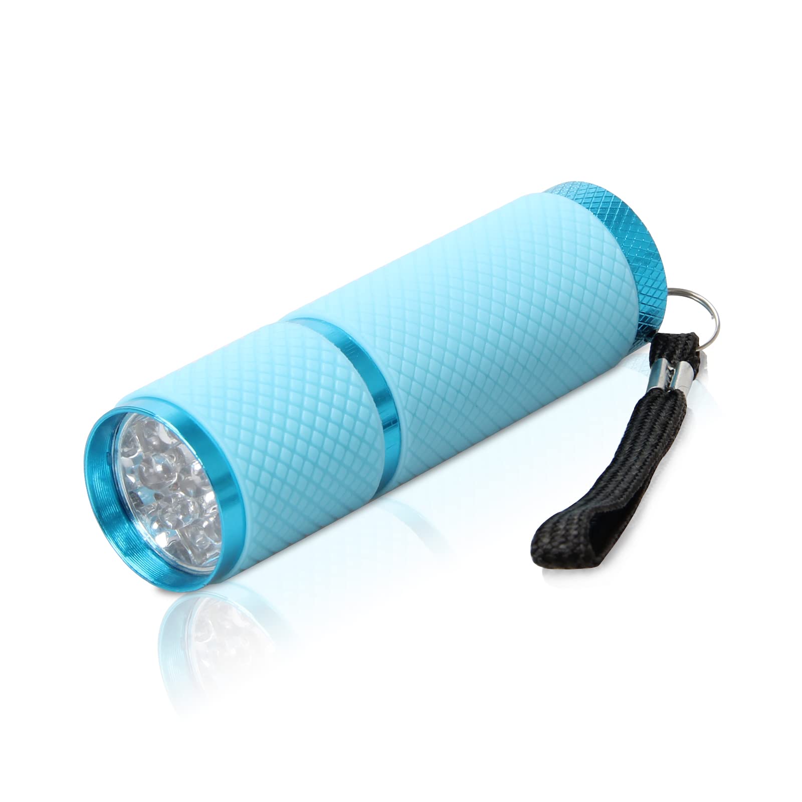 9 LED Glow-in-Dark Flashlights with Rubber Coating & Wrist Straps - Compact Portable Flashlight for Camping, Hiking, Emergencies & Indoor Use - Blue Light for Night Vision & Power Outages