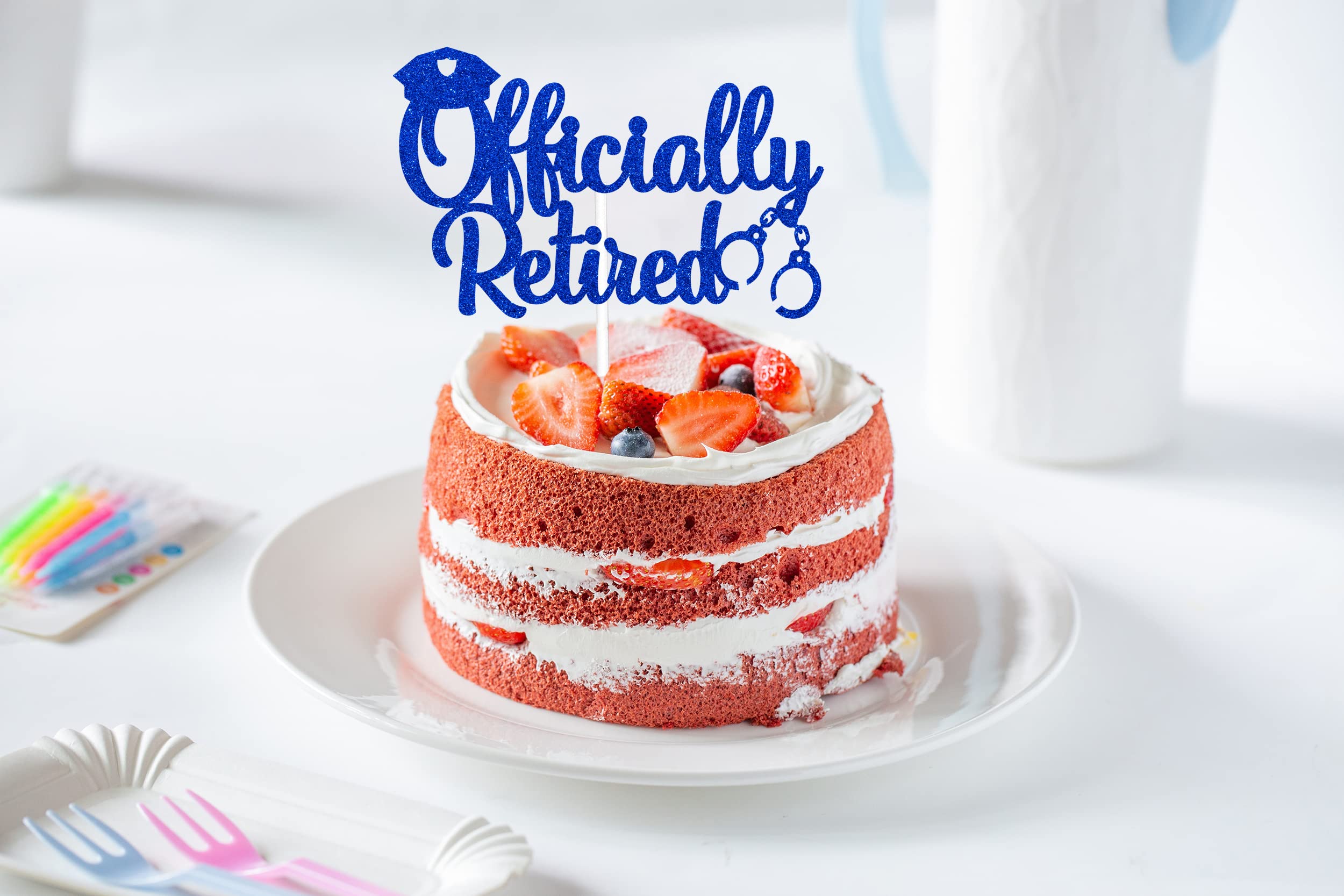 Officially Retired Police Officer Cake Topper - Happy Retirement Cake Decorations - The Legend Has Retired Police Party Supplies - Blue | Perfect for Retirement Cakes, Farewell Parties & Law Enforcement Celebrations