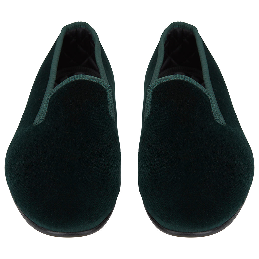 Knightsbridge Green Velvet Slippers for Women - Soft House Shoes with Memory Foam - Cozy Indoor & Outdoor Slides for Relaxing at Home, Lounging, or Quick Errands